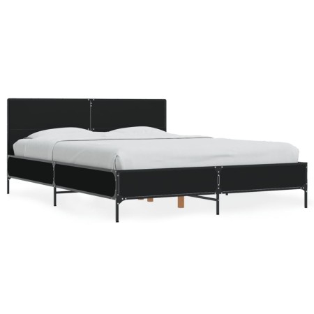 Estructura de cama madera de ingeniería y metal negro 120x190cm de vidaXL, Camas y somieres - Ref: Foro24-3280022, Precio: 15...