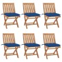 Folding garden chairs 6 pcs solid teak wood with cushions by vidaXL, Garden chairs - Ref: Foro24-3072859, Price: 549,75 €, Di...