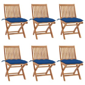 Folding garden chairs 6 pcs solid teak wood with cushions by vidaXL, Garden chairs - Ref: Foro24-3072859, Price: 497,99 €, Di...