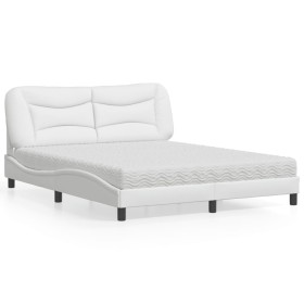 Cama con colchón cuero sintético blanco 160x200 cm de vidaXL, Camas y somieres - Ref: Foro24-3208732, Precio: 473,68 €, Descu...