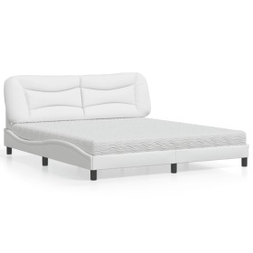 Bed with white synthetic leather mattress 180x200 cm by vidaXL, Beds and slatted bases - Ref: Foro24-3208739, Price: 491,99 €...