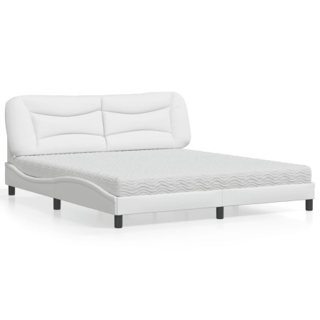 Cama con colchón cuero sintético blanco 180x200 cm de vidaXL, Camas y somieres - Ref: Foro24-3208739, Precio: 501,41 €, Descu...