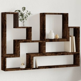 Smoked oak engineered wood wall shelf 96x12x64 cm by vidaXL, Shelves and shelves - Ref: Foro24-840804, Price: 47,77 €, Discou...