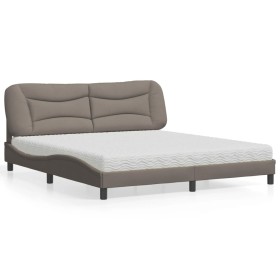 Bed with taupe gray fabric mattress 180x200 cm by vidaXL, Beds and slatted bases - Ref: Foro24-3208552, Price: 495,99 €, Disc...