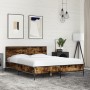 Engineered wood bed frame metal smoked oak 120x200cm by vidaXL, Beds and slatted bases - Ref: Foro24-3279994, Price: 154,32 €...