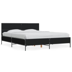 Engineered wood and black metal bed frame 150x200cm by vidaXL, Beds and slatted bases - Ref: Foro24-3280002, Price: 169,99 €,...