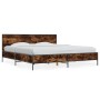 Estructura cama madera ingeniería metal roble ahumado 180x200cm de vidaXL, Camas y somieres - Ref: Foro24-3280014, Precio: 17...