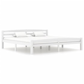 Solid pine wood bed frame, white, 200x200 cm by vidaXL, Beds and slatted bases - Ref: Foro24-322074, Price: 112,03 €, Discoun...