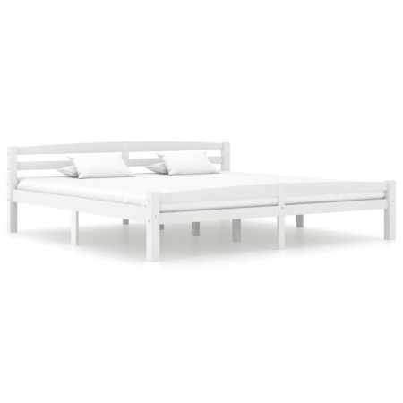 Solid pine wood bed frame, white, 200x200 cm
