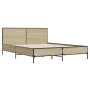 Estructura cama madera ingeniería metal roble Sonoma 160x200 cm de vidaXL, Camas y somieres - Ref: Foro24-3280008, Precio: 16...