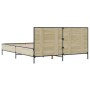 Estructura cama madera ingeniería metal roble Sonoma 160x200 cm de vidaXL, Camas y somieres - Ref: Foro24-3280008, Precio: 16...