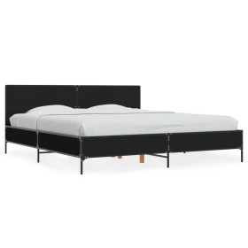 Estructura de cama madera de ingeniería y metal negro 200x200cm de vidaXL, Camas y somieres - Ref: Foro24-3280017, Precio: 18...