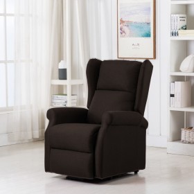 Sillón de masaje con sistema de elevación tela marrón oscuro de vidaXL, Sillones de masaje eléctricos - Ref: Foro24-289745, P...