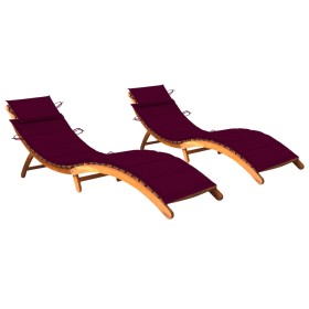 Sun loungers 2 units with solid acacia wood cushions by vidaXL, Loungers - Ref: Foro24-3077370, Price: 336,99 €, Discount: %