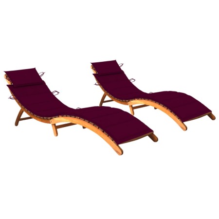 Sun loungers 2 units with solid acacia wood cushions by vidaXL, Loungers - Ref: Foro24-3077370, Price: 335,56 €, Discount: %