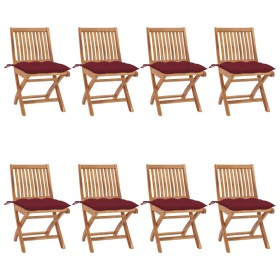 Folding garden chairs 8 pcs solid teak wood with cushions by vidaXL, Garden chairs - Ref: Foro24-3072885, Price: 715,41 €, Di...