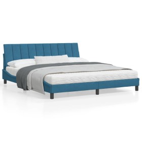 Estructura de cama con luces LED terciopelo azul 180x200 cm de vidaXL, Camas y somieres - Ref: Foro24-3213797, Precio: 262,99...