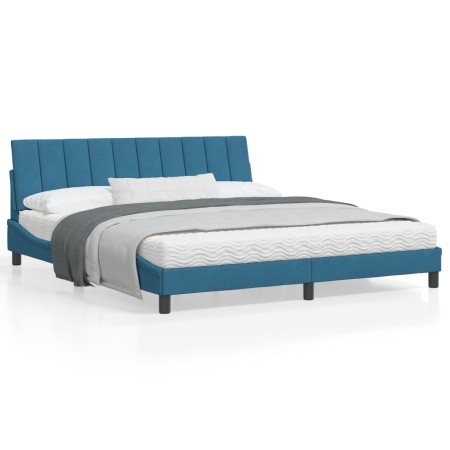 Estructura de cama con luces LED terciopelo azul 180x200 cm de vidaXL, Camas y somieres - Ref: Foro24-3213797, Precio: 239,88...