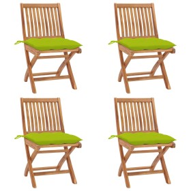 Folding garden chairs 4 pcs solid teak wood with cushions by vidaXL, Garden chairs - Ref: Foro24-3072833, Price: 368,14 €, Di...