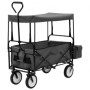 Carrito de mano plegable de acero con capota gris de vidaXL, Carretillas de carga - Ref: Foro24-147591, Precio: 110,73 €, Des...