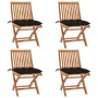 Folding garden chairs 4 pcs solid teak wood with cushions by vidaXL, Garden chairs - Ref: Foro24-3072829, Price: 368,14 €, Di...