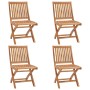 Folding garden chairs 4 pcs solid teak wood with cushions by vidaXL, Garden chairs - Ref: Foro24-3072829, Price: 338,72 €, Di...