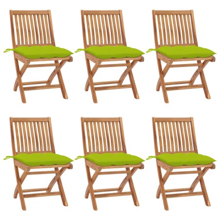 Klappbare Gartenstühle 6 Stk. massives Teakholz mit Kissen von vidaXL, Gartenstühle - Ref: Foro24-3072860, Preis: 549,75 €, R...