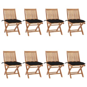 Folding garden chairs 8 pcs solid teak wood with cushions by vidaXL, Garden chairs - Ref: Foro24-3072883, Price: 703,72 €, Di...