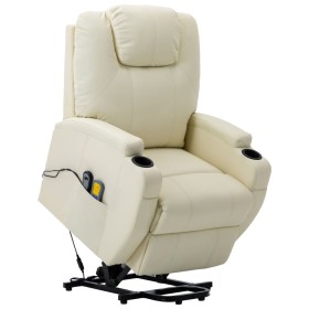 Massage chair elevation system cream white synthetic leather by vidaXL, Electric massage chairs - Ref: Foro24-289758, Price: ...