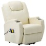 Sillón de masaje sistema elevación cuero sintético blanco crema de vidaXL, Sillones de masaje eléctricos - Ref: Foro24-289758...