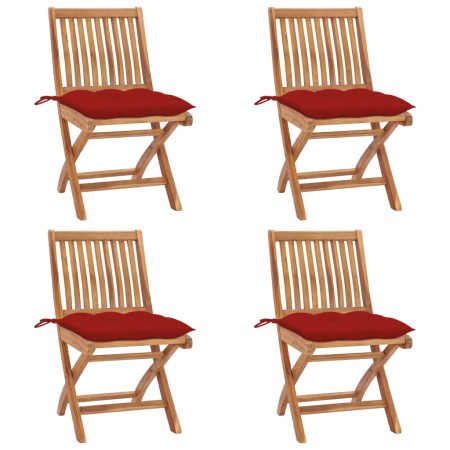 Folding garden chairs 4 pcs solid teak wood with cushions by vidaXL, Garden chairs - Ref: Foro24-3072828, Price: 368,14 €, Di...