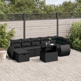 8-teiliges Gartensofa-Set und schwarze synthetische Rattankissen von vidaXL, Gartensets - Ref: Foro24-3275145, Preis: 607,49 ...