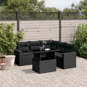 6-teiliges Gartensofa-Set und schwarze synthetische Rattankissen von vidaXL, Gartensets - Ref: Foro24-3267265, Preis: 418,73 ...