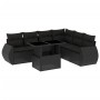 Set de sofás de jardín 7 pzas con cojines ratán sintético negro de vidaXL, Conjuntos de jardín - Ref: Foro24-3268555, Precio:...