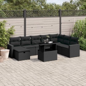 8-teiliges Gartensofa-Set und schwarze synthetische Rattankissen von vidaXL, Gartensets - Ref: Foro24-3274865, Preis: 573,42 ...