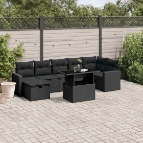 8-teiliges Gartensofa-Set und schwarze synthetische Rattankissen von vidaXL, Gartensets - Ref: Foro24-3274825, Preis: 540,88 ...