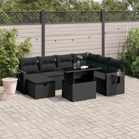 8-teiliges Gartensofa-Set und schwarze synthetische Rattankissen von vidaXL, Gartensets - Ref: Foro24-3274995, Preis: 571,98 ...