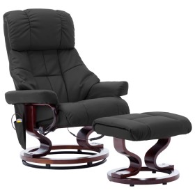 Sillón reclinable masaje cuero sintético madera curvada gris de vidaXL, Sillones de masaje eléctricos - Ref: Foro24-289868, P...