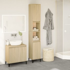 Armario de baño madera contrachapada roble Sonoma 30x30x190 cm de vidaXL, Tocadores de baño - Ref: Foro24-847388, Precio: 80,...