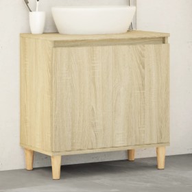 Armario de lavabo madera contrachapada roble Sonoma 58x33x60 cm de vidaXL, Tocadores de baño - Ref: Foro24-847407, Precio: 55...