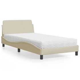 Bed with cream fabric mattress 100x200 cm by vidaXL, Beds and slatted bases - Ref: Foro24-3208349, Price: 246,25 €, Discount: %