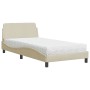 Cama con colchón tela color crema 100x200 cm de vidaXL, Camas y somieres - Ref: Foro24-3208349, Precio: 267,77 €, Descuento: %