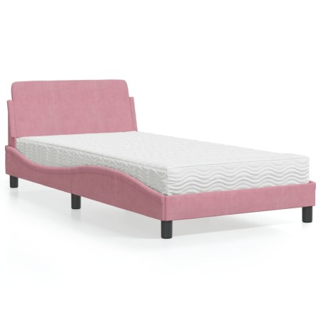 Cama con colchón terciopelo rosa 100x200 cm de vidaXL, Camas y somieres - Ref: Foro24-3208356, Precio: 311,60 €, Descuento: %