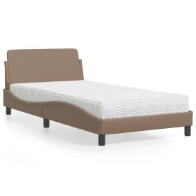 Bed with cappuccino synthetic leather mattress 100x200 cm by vidaXL, Beds and slatted bases - Ref: Foro24-3208361, Price: 241...