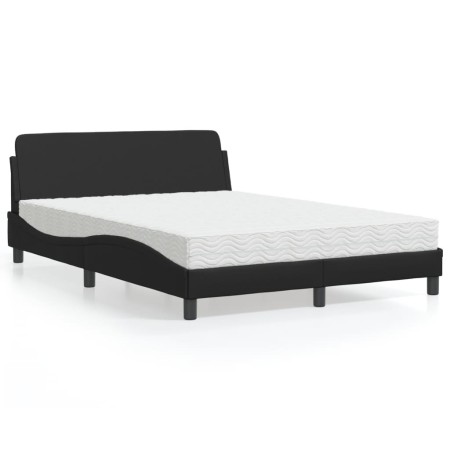 Cama con colchón cuero sintético negro 120x200 cm de vidaXL, Camas y somieres - Ref: Foro24-3208377, Precio: 339,86 €, Descue...