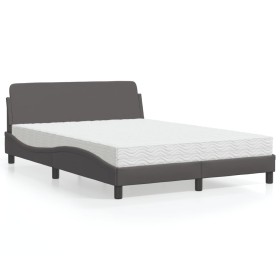 Bed with gray synthetic leather mattress 120x200 cm by vidaXL, Beds and slatted bases - Ref: Foro24-3208380, Price: 327,99 €,...