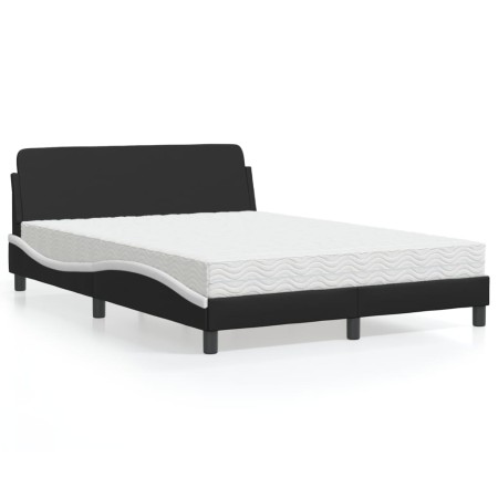 Bed with black and white synthetic leather mattress 120x200 cm by vidaXL, Beds and slatted bases - Ref: Foro24-3208382, Price...