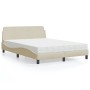 Cama con colchón tela color crema 140x190 cm de vidaXL, Camas y somieres - Ref: Foro24-3208389, Precio: 348,58 €, Descuento: %