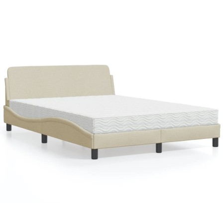 Bed with cream fabric mattress 140x190 cm by vidaXL, Beds and slatted bases - Ref: Foro24-3208389, Price: 348,58 €, Discount: %