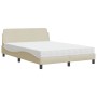 Cama con colchón tela color crema 140x190 cm de vidaXL, Camas y somieres - Ref: Foro24-3208389, Precio: 348,58 €, Descuento: %